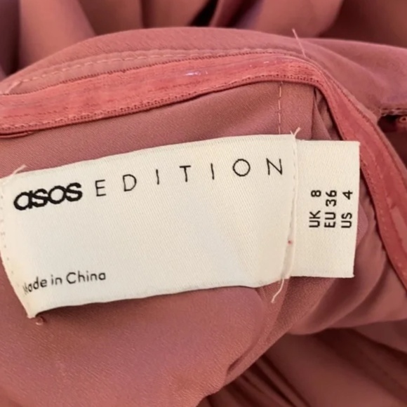 ASOS EDITION satin Bardot drape wrap maxi dress in orchid size 4 - Picture 6 of 11